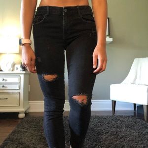 Zara black ripped skinny jeans